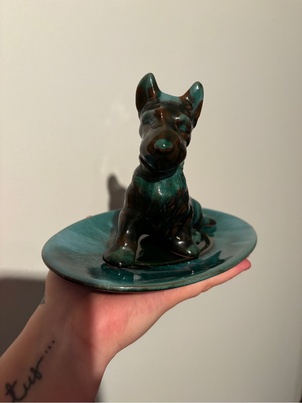 Vintage Pottery Dog and Trinket Plate